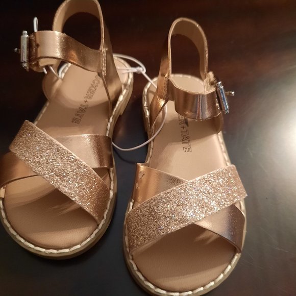 Tucker + Tate Toddler Girl's Arya Cross Strap Sandal, Size 6 - Metallic - Picture 1 of 3